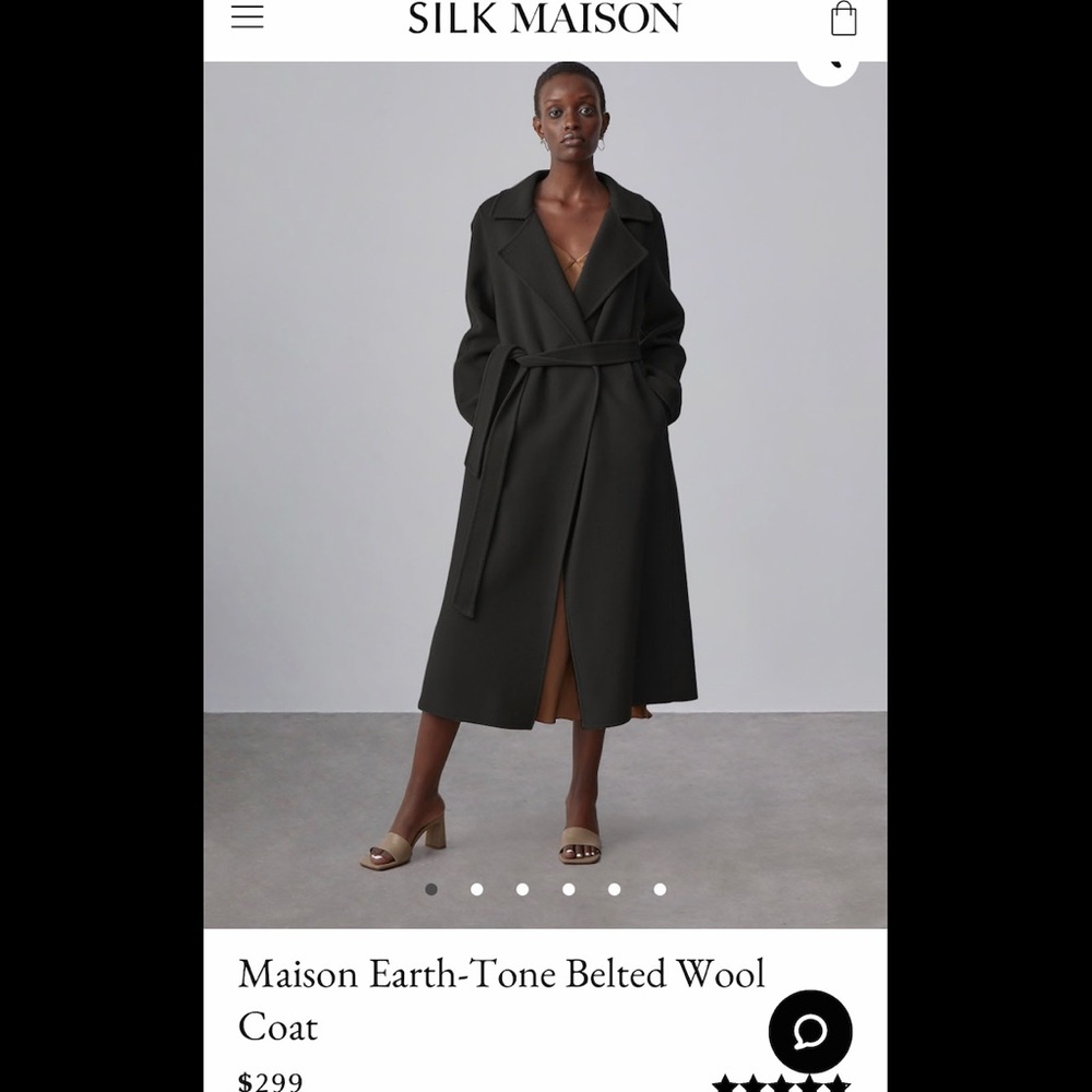 Silk Maison Earth-Tone Belted Wool Coat in Black